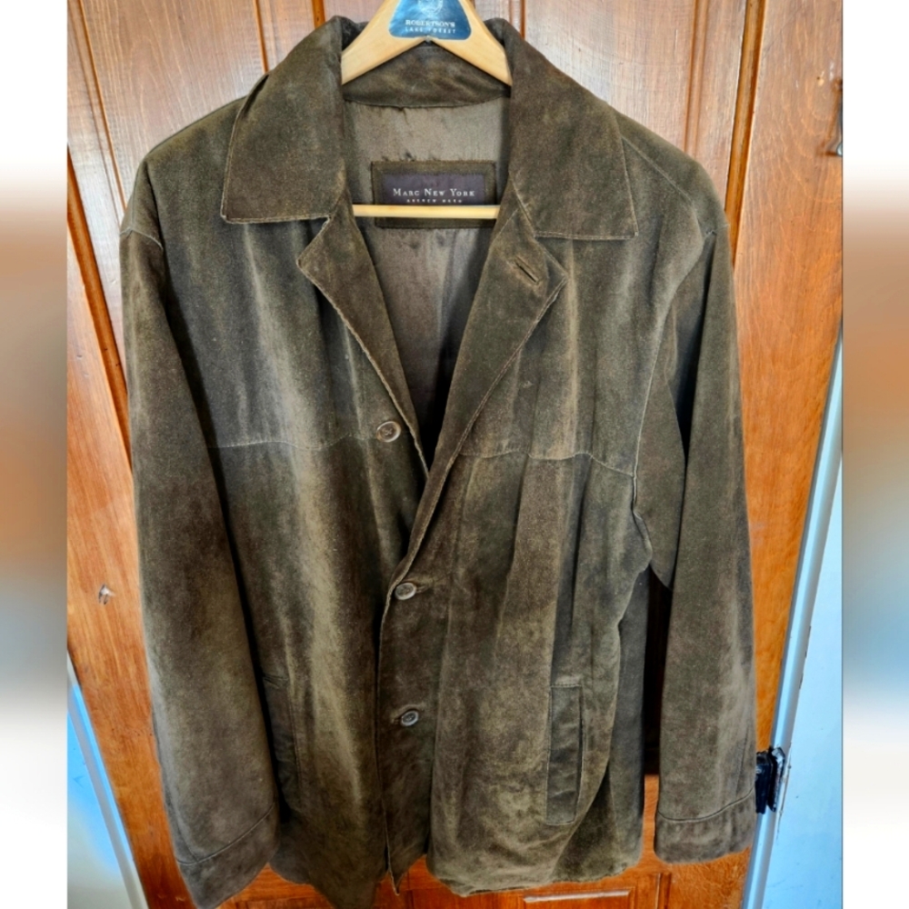 Vintage Andrew Marc, New York, Olive Green 100% Leather/Suede Jacket Neiman's
